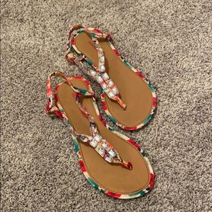 Montego Bay Club Rainbow Rhinestone Sandals Size 9